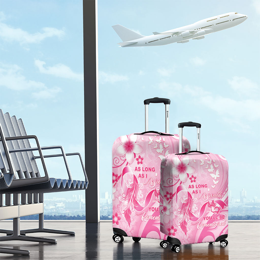 Memorial Pink Breast Cancer Support Luggage Cover Plumeria Floral Tribal Pattern