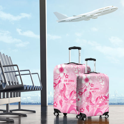 Memorial Pink Breast Cancer Support Luggage Cover Plumeria Floral Tribal Pattern