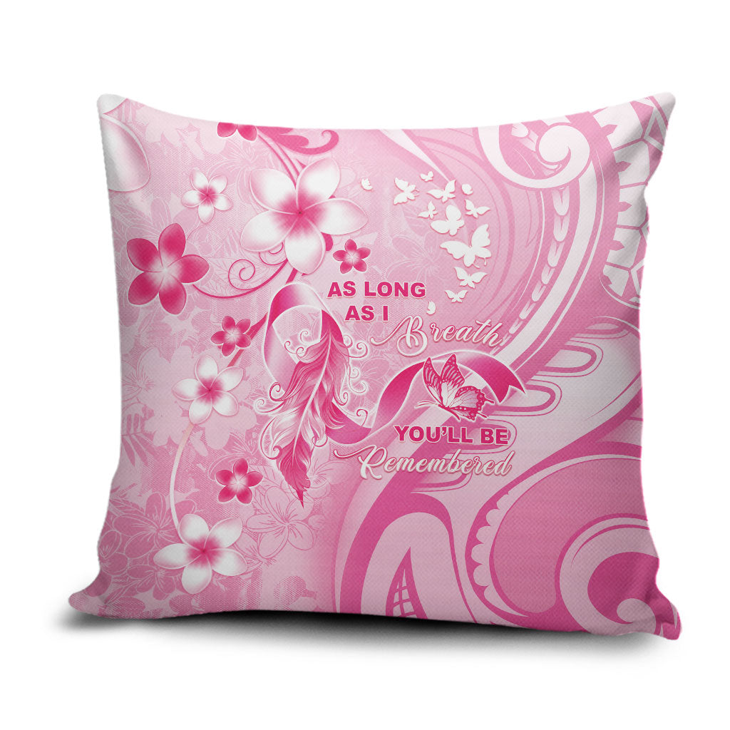 Memorial Pink Breast Cancer Support Pillow Cover Plumeria Floral Tribal Pattern