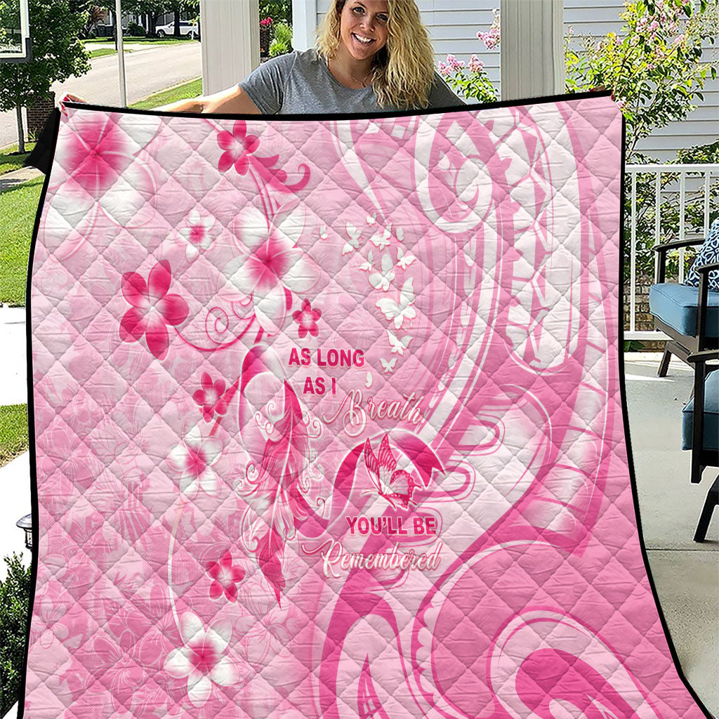 Memorial Pink Breast Cancer Support Quilt Plumeria Floral Tribal Pattern