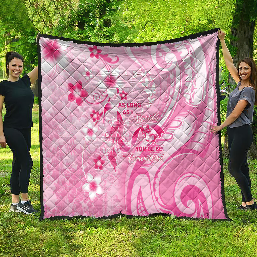 Memorial Pink Breast Cancer Support Quilt Plumeria Floral Tribal Pattern