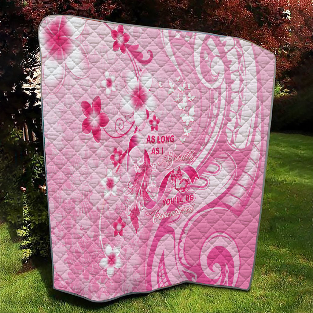 Memorial Pink Breast Cancer Support Quilt Plumeria Floral Tribal Pattern