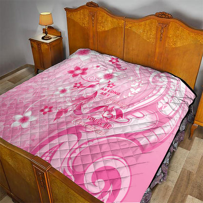 Memorial Pink Breast Cancer Support Quilt Plumeria Floral Tribal Pattern