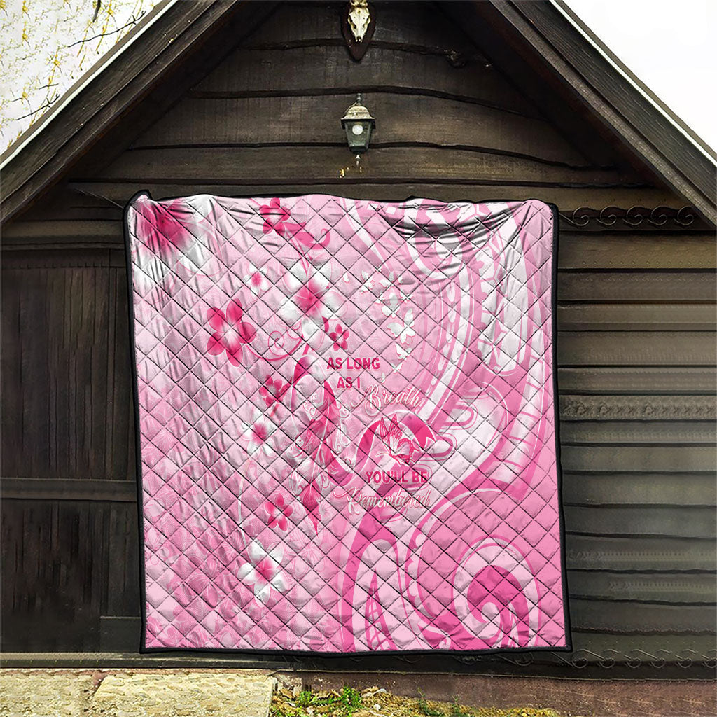 Memorial Pink Breast Cancer Support Quilt Plumeria Floral Tribal Pattern