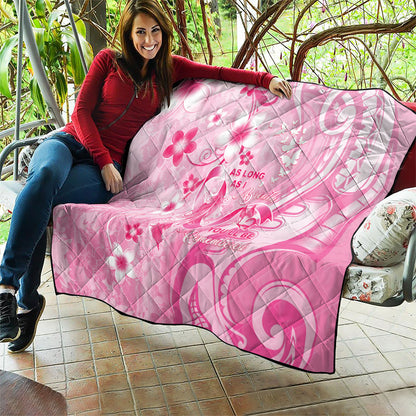 Memorial Pink Breast Cancer Support Quilt Plumeria Floral Tribal Pattern