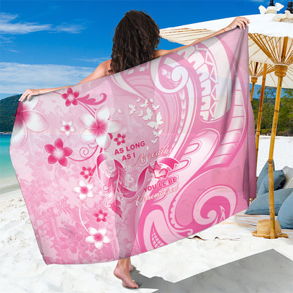 Memorial Pink Breast Cancer Support Sarong Plumeria Floral Tribal Pattern