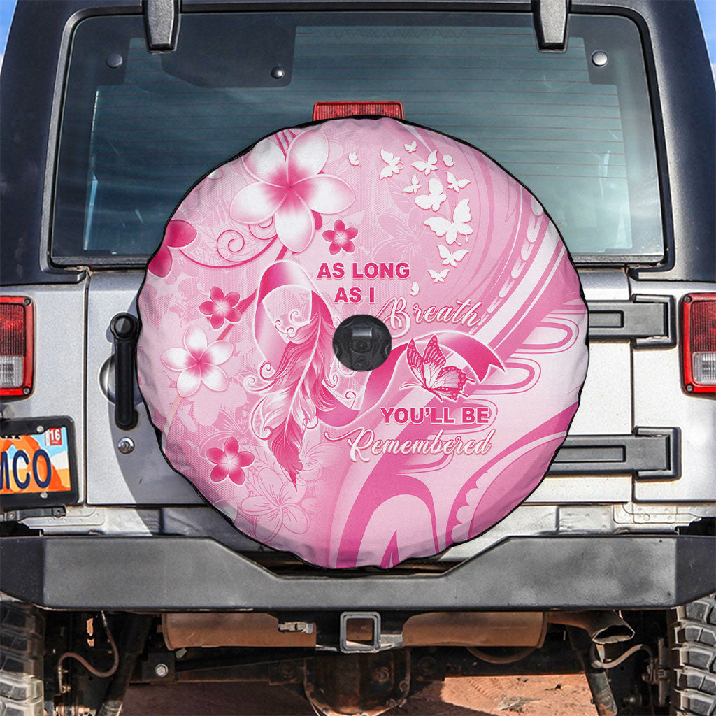 Memorial Pink Breast Cancer Support Spare Tire Cover Plumeria Floral Tribal Pattern