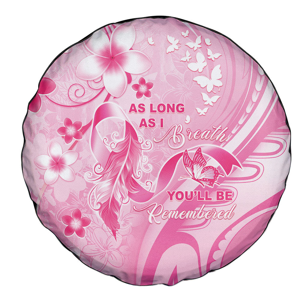 Memorial Pink Breast Cancer Support Spare Tire Cover Plumeria Floral Tribal Pattern