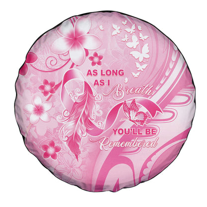 Memorial Pink Breast Cancer Support Spare Tire Cover Plumeria Floral Tribal Pattern