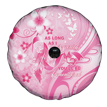 Memorial Pink Breast Cancer Support Spare Tire Cover Plumeria Floral Tribal Pattern