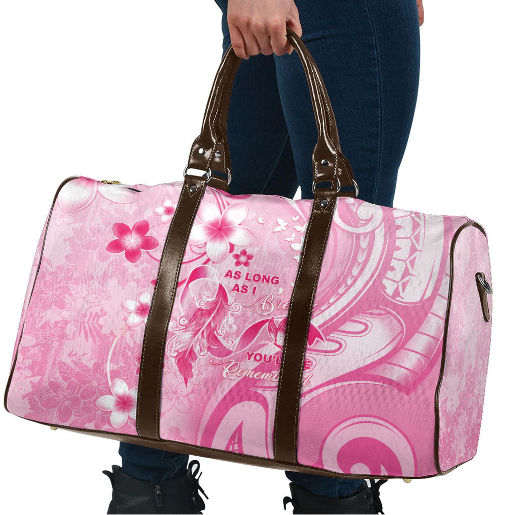 Memorial Pink Breast Cancer Support Travel Bag Plumeria Floral Tribal Pattern