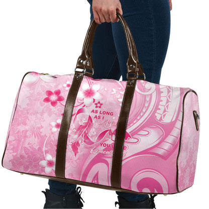 Memorial Pink Breast Cancer Support Travel Bag Plumeria Floral Tribal Pattern