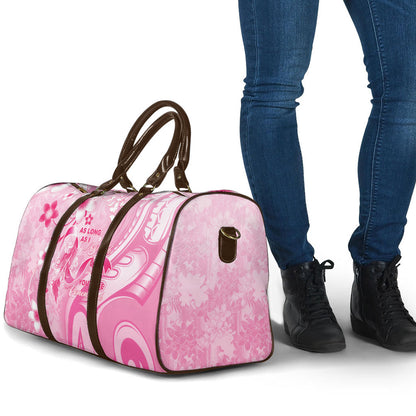 Memorial Pink Breast Cancer Support Travel Bag Plumeria Floral Tribal Pattern