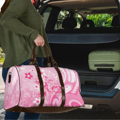 Memorial Pink Breast Cancer Support Travel Bag Plumeria Floral Tribal Pattern