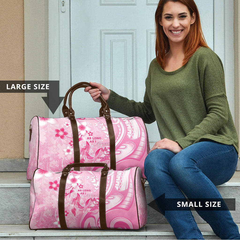 Memorial Pink Breast Cancer Support Travel Bag Plumeria Floral Tribal Pattern