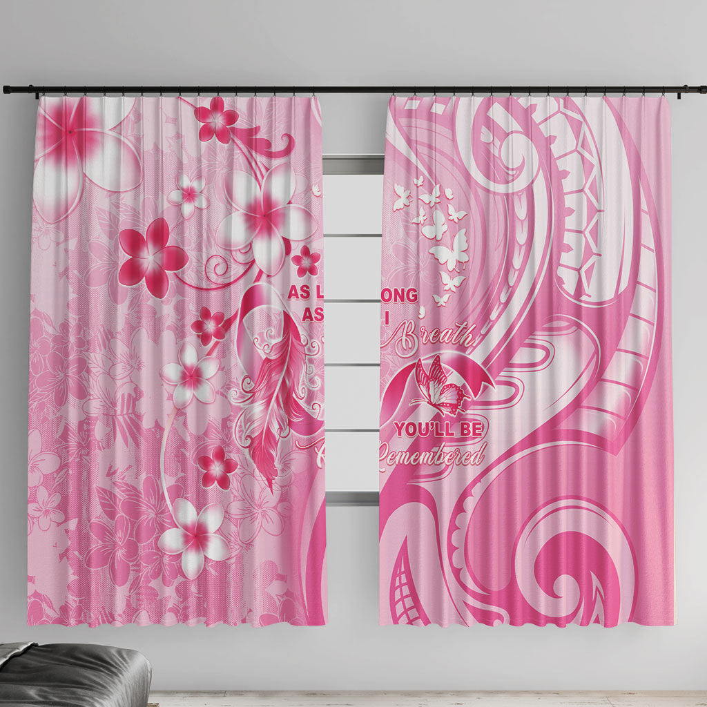 Memorial Pink Breast Cancer Support Window Curtain Plumeria Floral Tribal Pattern