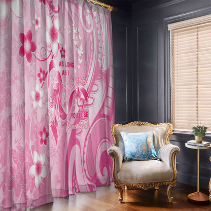 Memorial Pink Breast Cancer Support Window Curtain Plumeria Floral Tribal Pattern