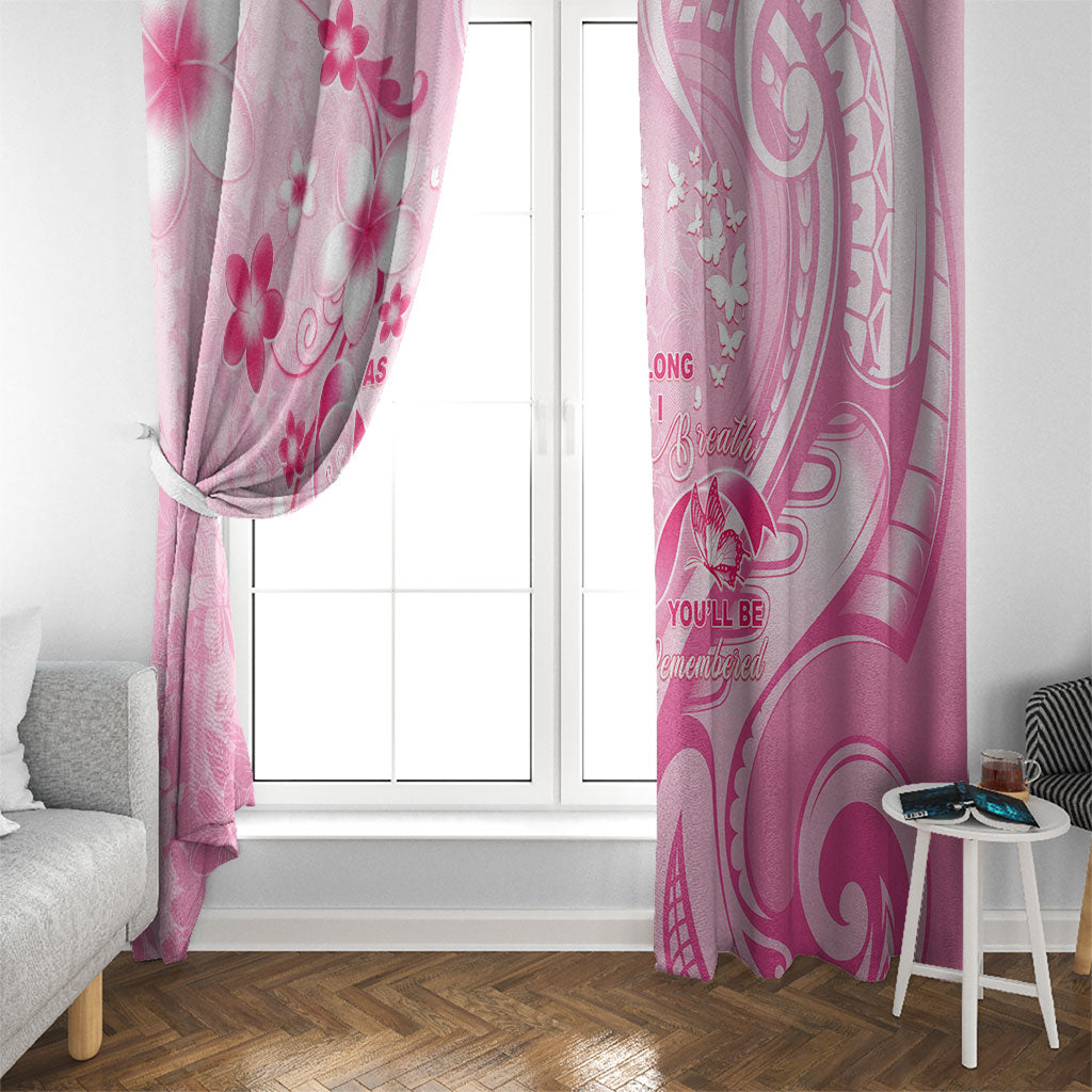 Memorial Pink Breast Cancer Support Window Curtain Plumeria Floral Tribal Pattern