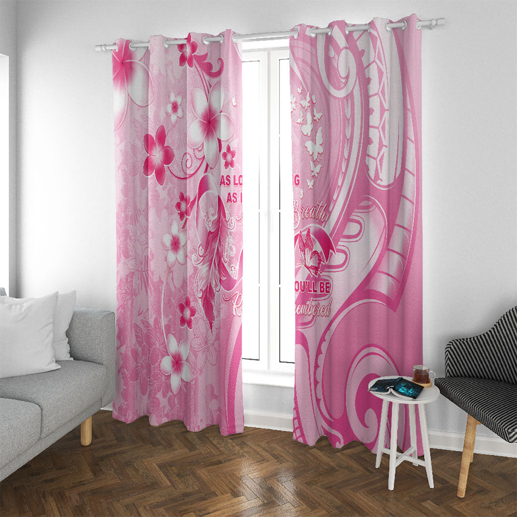 Memorial Pink Breast Cancer Support Window Curtain Plumeria Floral Tribal Pattern