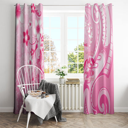 Memorial Pink Breast Cancer Support Window Curtain Plumeria Floral Tribal Pattern