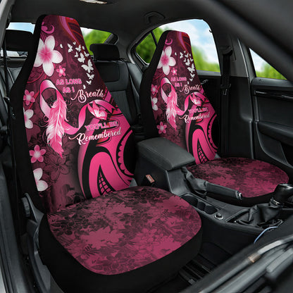 Memorial Breast Cancer Support Car Seat Cover Plumeria Floral Tribal Pattern