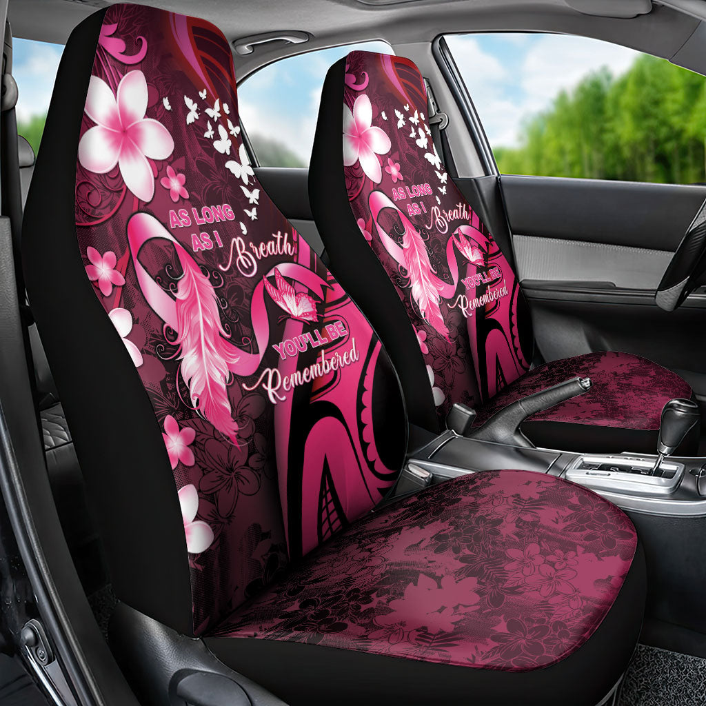Memorial Breast Cancer Support Car Seat Cover Plumeria Floral Tribal Pattern