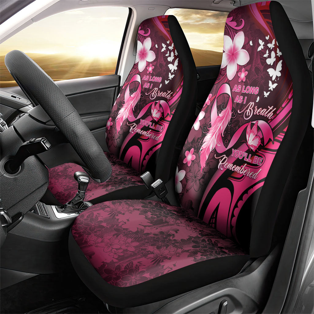 Memorial Breast Cancer Support Car Seat Cover Plumeria Floral Tribal Pattern