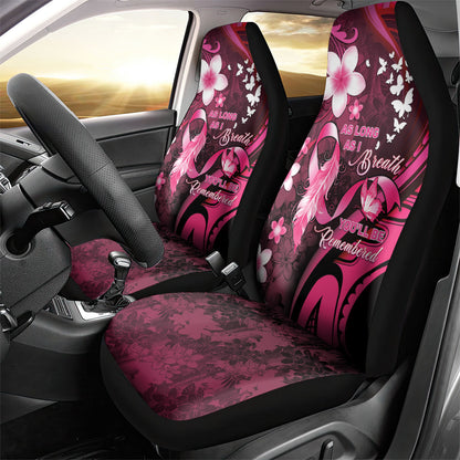 Memorial Breast Cancer Support Car Seat Cover Plumeria Floral Tribal Pattern