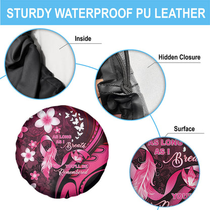 Memorial Breast Cancer Support Spare Tire Cover Plumeria Floral Tribal Pattern