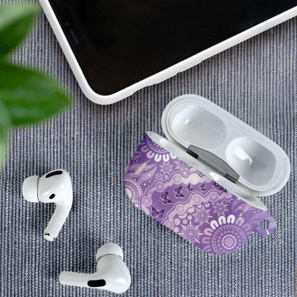 Australia Epilepsy Support AirPods Case Purple Butterflies Aboriginal