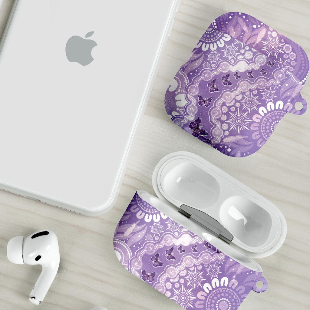 Australia Epilepsy Support AirPods Case Purple Butterflies Aboriginal