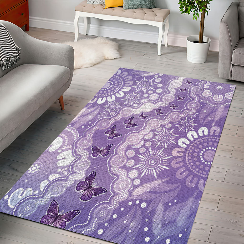 Australia Epilepsy Support Area Rug Purple Butterflies Aboriginal