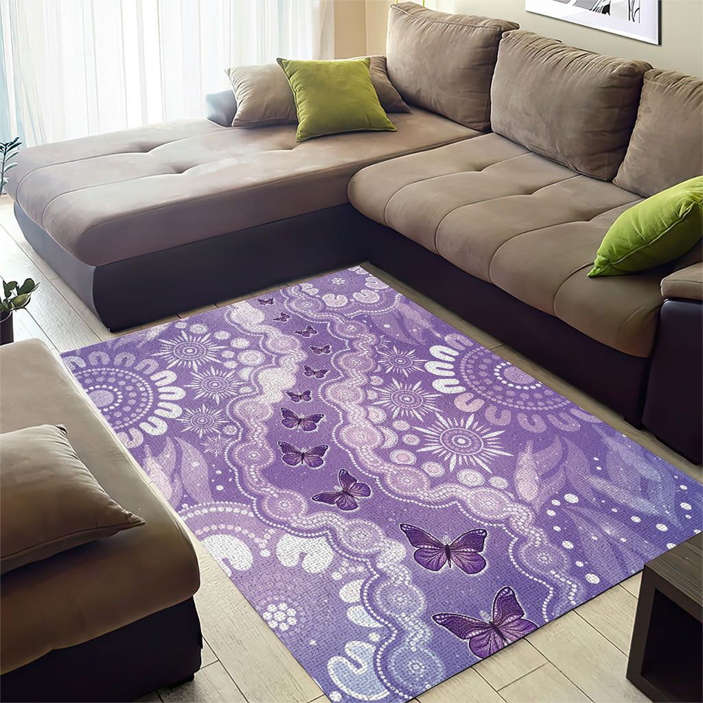 Australia Epilepsy Support Area Rug Purple Butterflies Aboriginal