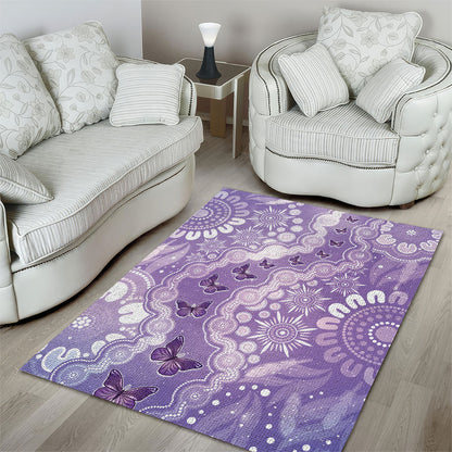 Australia Epilepsy Support Area Rug Purple Butterflies Aboriginal