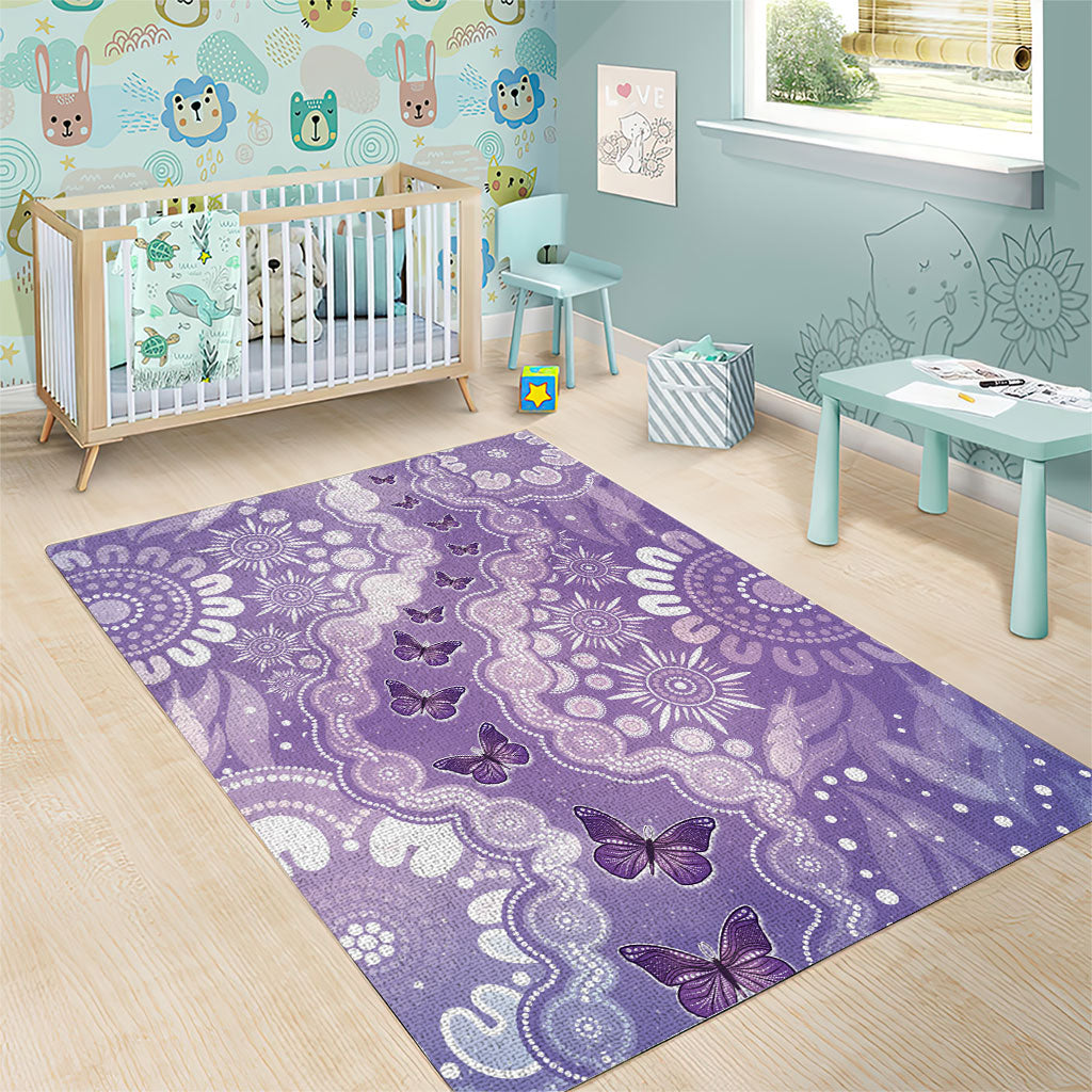 Australia Epilepsy Support Area Rug Purple Butterflies Aboriginal