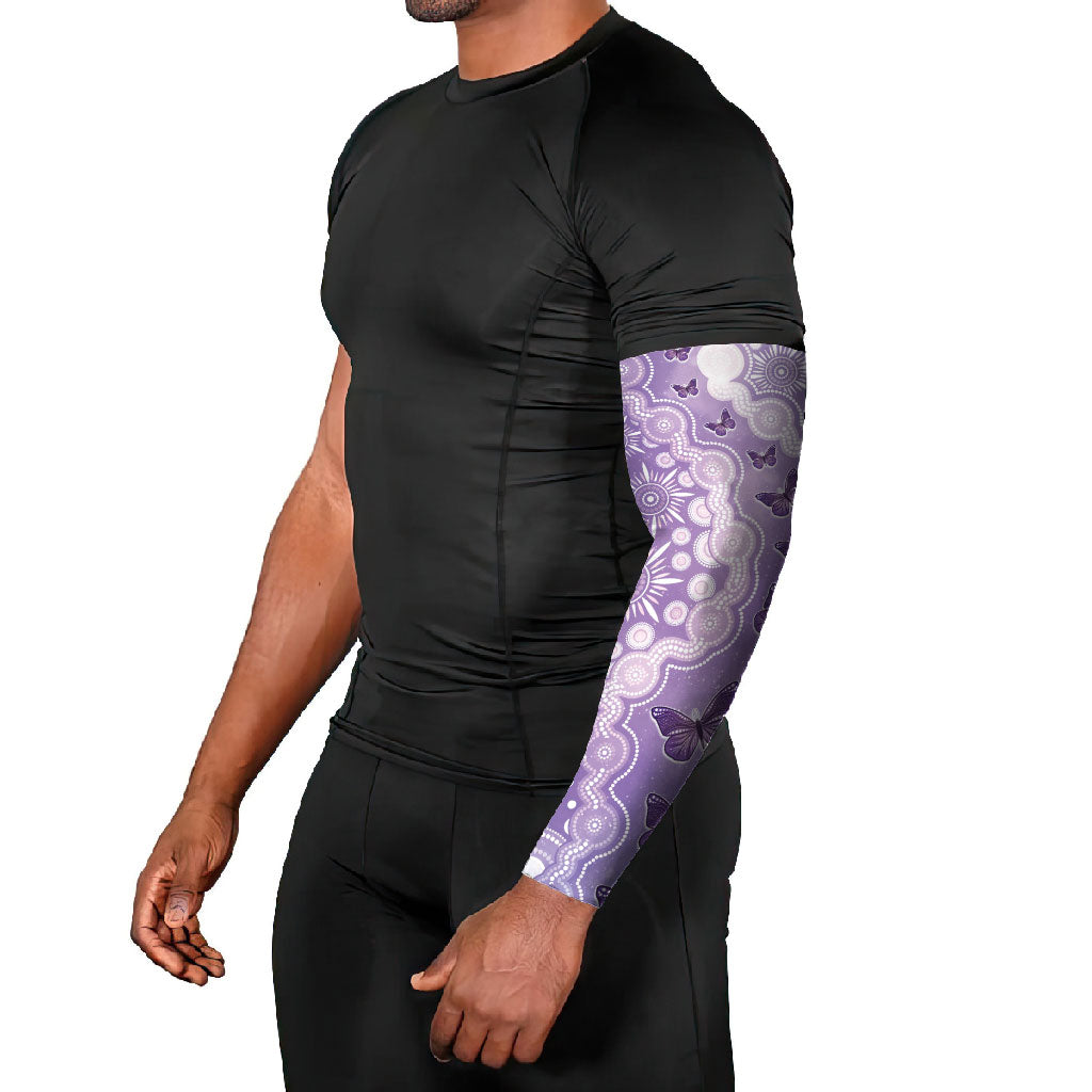 Australia Epilepsy Support Arm Sleeves Purple Butterflies Aboriginal