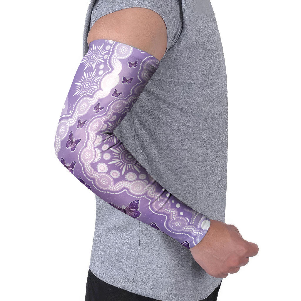Australia Epilepsy Support Arm Sleeves Purple Butterflies Aboriginal