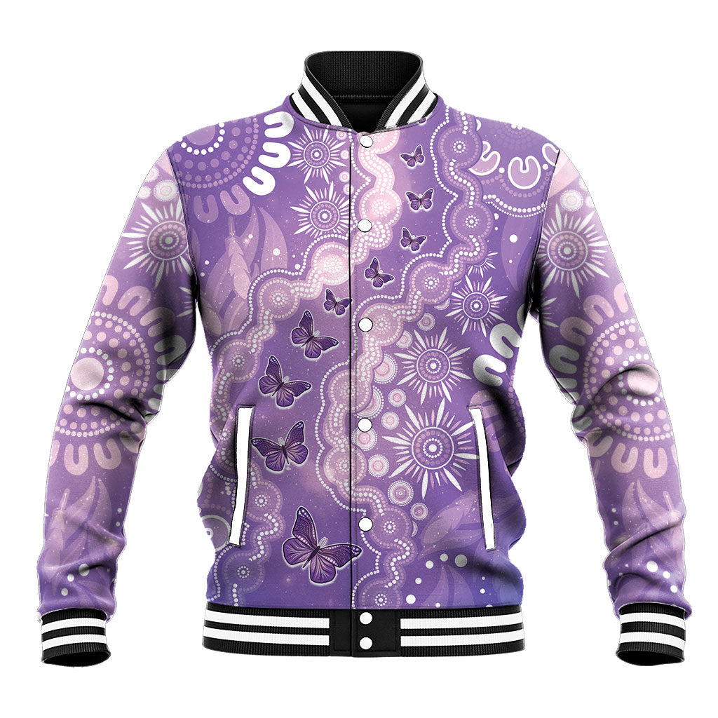 Australia Epilepsy Support Baseball Jacket Purple Butterflies Aboriginal