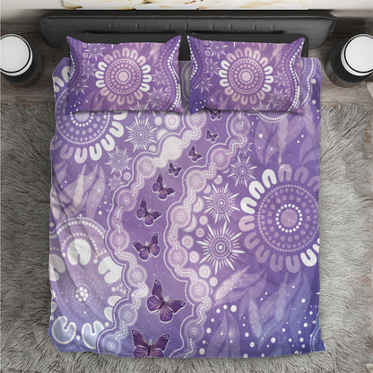 Australia Epilepsy Support Bedding Set Purple Butterflies Aboriginal