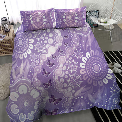 Australia Epilepsy Support Bedding Set Purple Butterflies Aboriginal