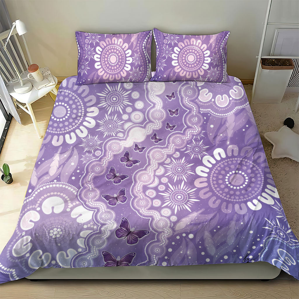 Australia Epilepsy Support Bedding Set Purple Butterflies Aboriginal