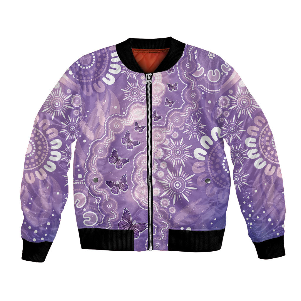 Australia Epilepsy Support Bomber Jacket Purple Butterflies Aboriginal