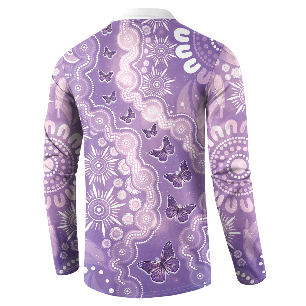 Australia Epilepsy Support Button Sweatshirt Purple Butterflies Aboriginal