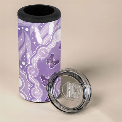 Australia Epilepsy Support 4 in 1 Can Cooler Tumbler Purple Butterflies Aboriginal