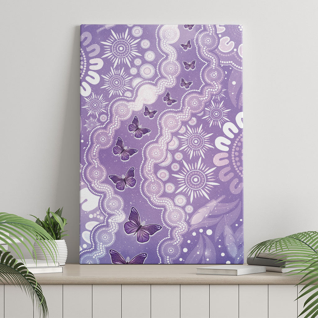 Australia Epilepsy Support Canvas Wall Art Purple Butterflies Aboriginal