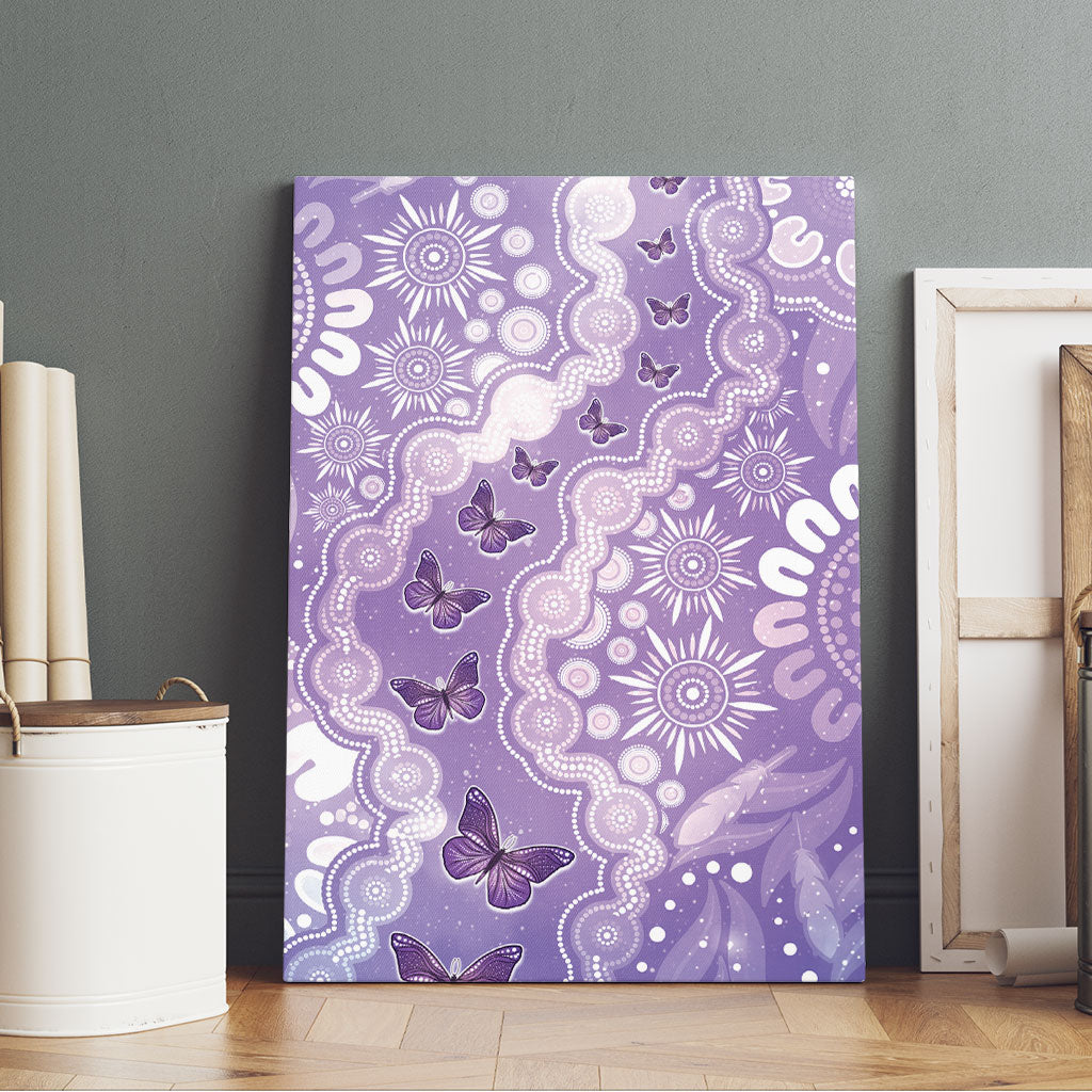 Australia Epilepsy Support Canvas Wall Art Purple Butterflies Aboriginal