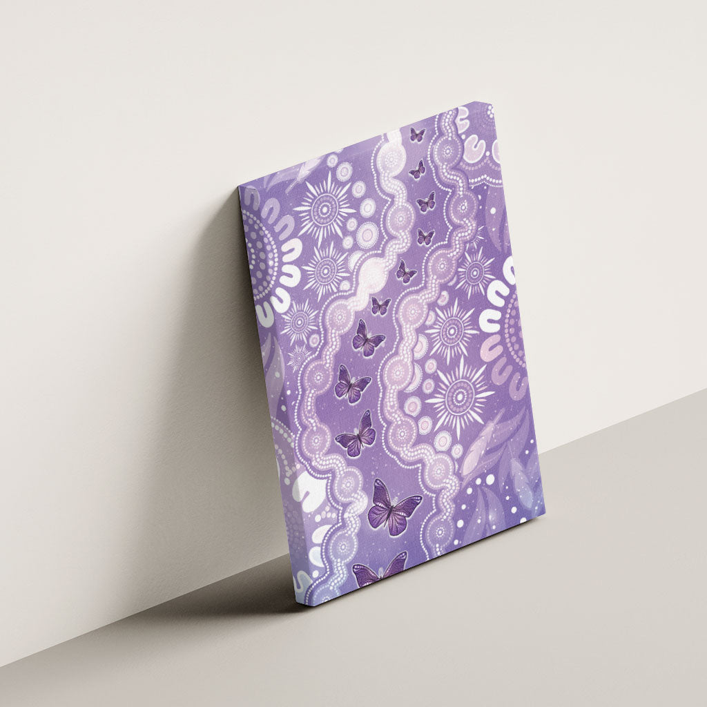 Australia Epilepsy Support Canvas Wall Art Purple Butterflies Aboriginal