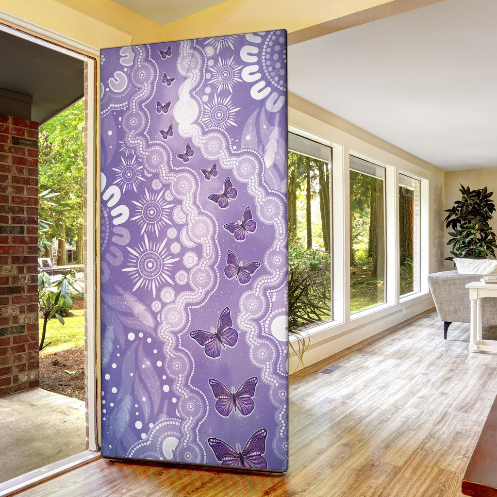 Australia Epilepsy Support Door Cover Purple Butterflies Aboriginal