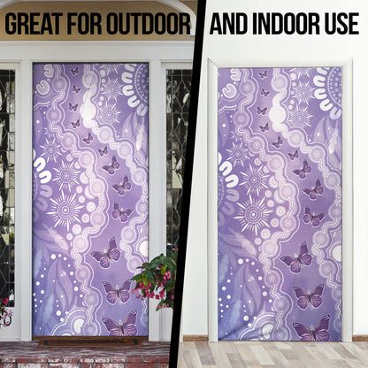 Australia Epilepsy Support Door Cover Purple Butterflies Aboriginal