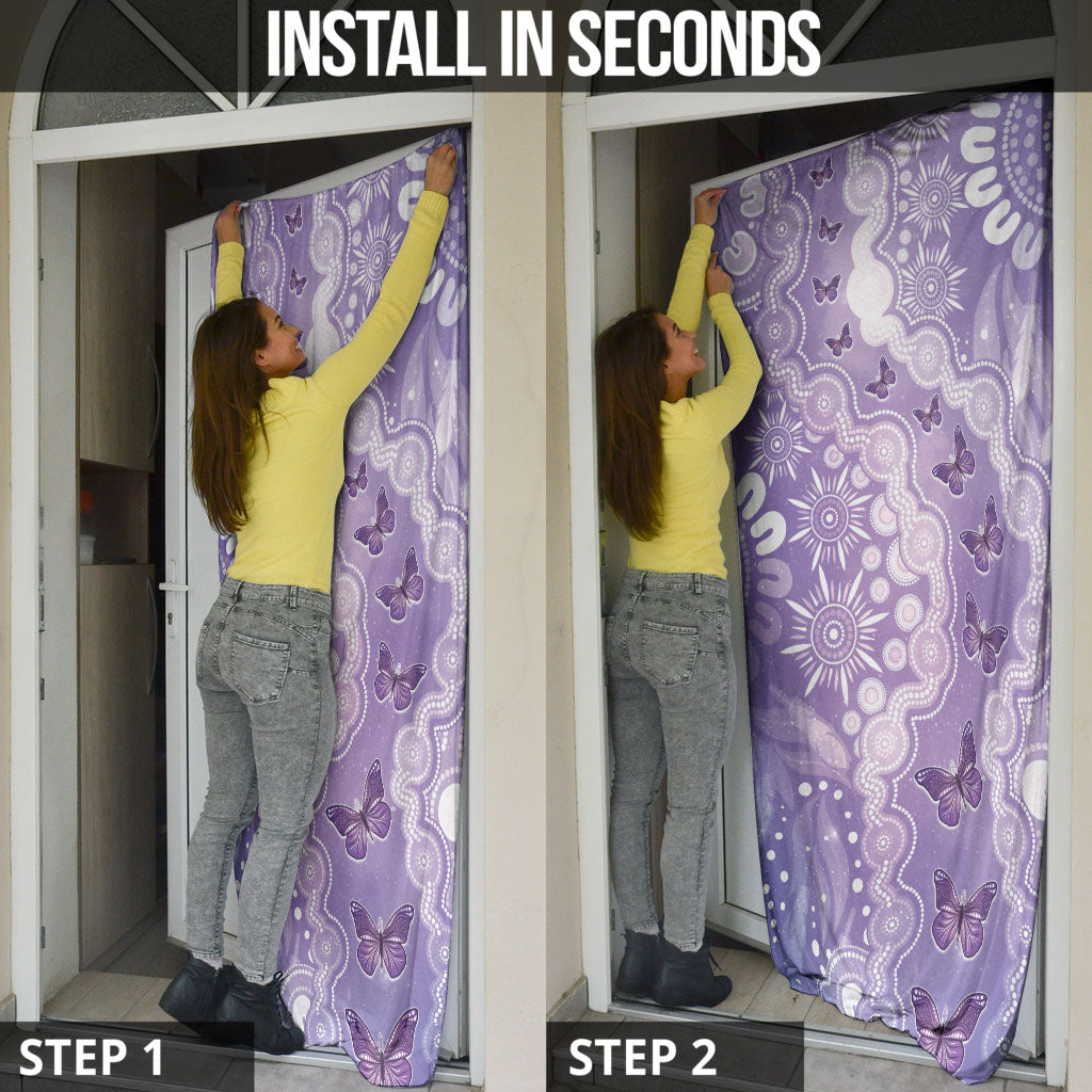 Australia Epilepsy Support Door Cover Purple Butterflies Aboriginal